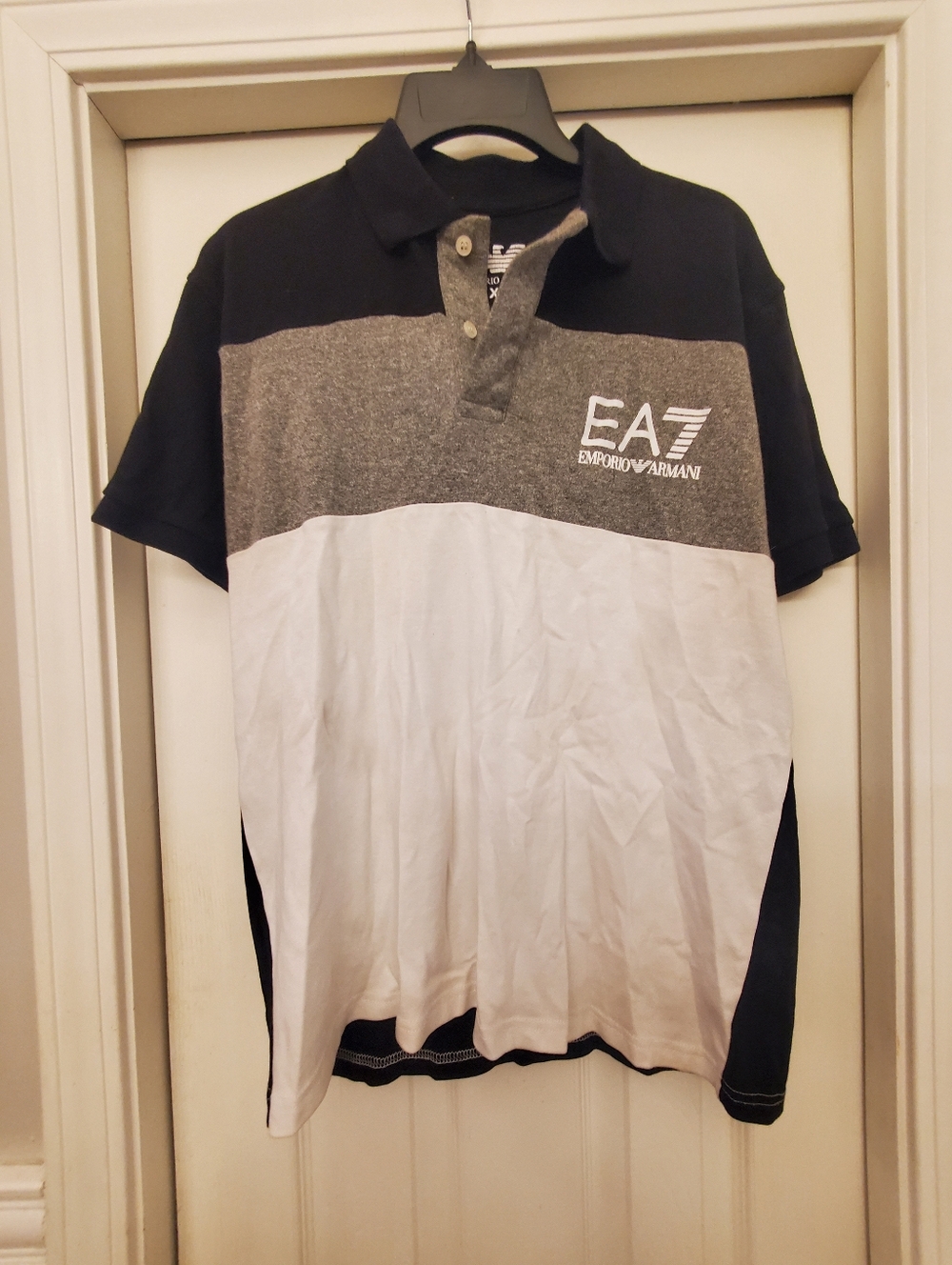 Emporio Armani Men’s Black Gray White Colorblock Polo XL